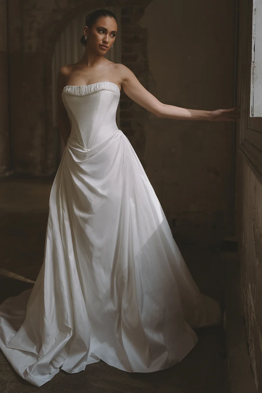 Moira-Hughes-The-Reverie-raw-silk-strapless-aline-draped-skirt-corset-bridal-dress3_opt